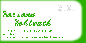 mariann wohlmuth business card